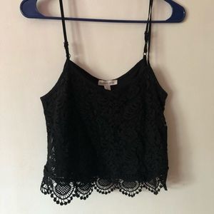 Social apparel black lace crop top